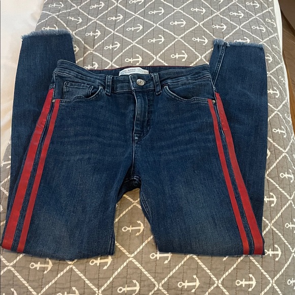 Zara Blue Jeans with Red Stripes - Picture 2 of 13